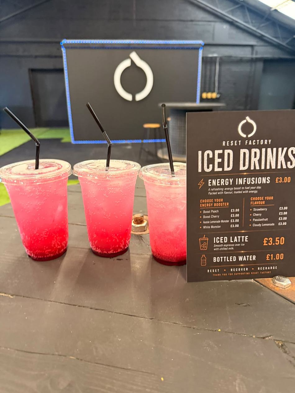 Iced energy infusion drinks at Reset Factory